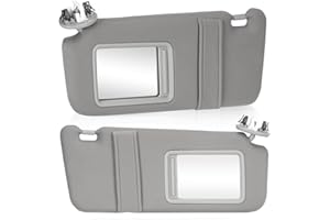 HKPARTS Left Driver & Right Passenger Side Sun Visor SunVisor with Light for Toyota Camry 2007 2008 2009 2010 2011 with Sunroof 74320-06800-B0 74310-06770-B0 (Gray)