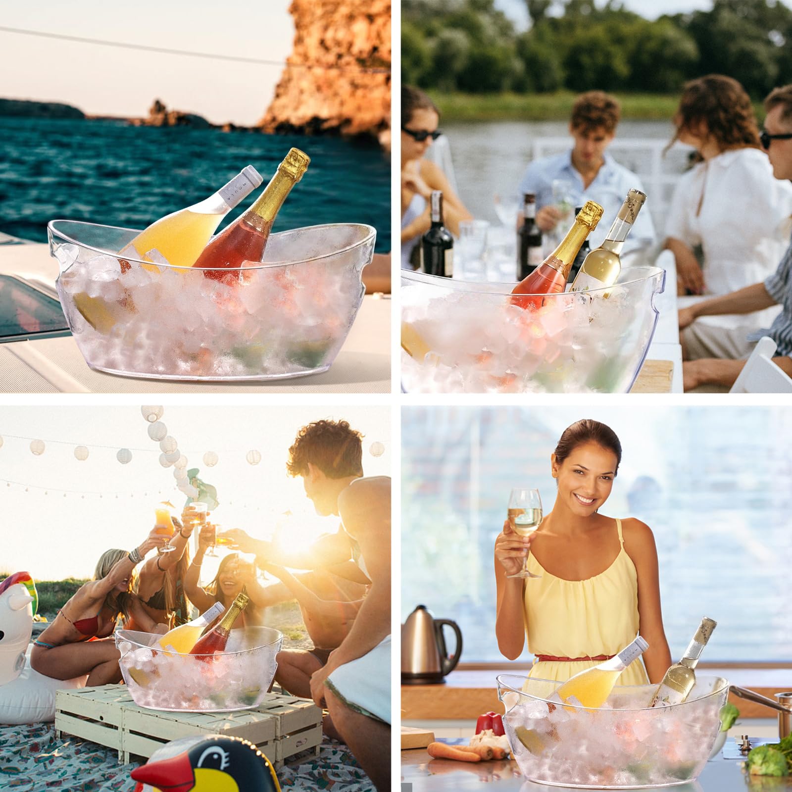 Ice Bucket 2 PCS, Thickened Ice Buckets for Parties, Mimosa Bar Supplies Beverage Tub for Champagne Beer Sparkling Wine Cocktails（5.5L) 16.5 * 7.3 * 6.8inch