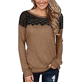 For G and PL Women's 2024 Fall Winter Long Sleeve Crewneck Lace Top Shirt Dressy Casual Elegant Sweatshirt
