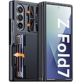 Vizvera for Samsung Galaxy Z Fold 7 Case RFID Wallet with Cards Holder [Hinge Cover] [Camera Cover] Shockproof Silicone Protective Phone Case for Z Fold 7 2025-Black