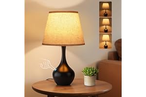 Seealle 16.1" Touch Table Lamps for Nightstand, 3-Way Dimmable Small Bedroom Lamps for Night Stands, Black Bedside Lamps for Living Room, Kids Room, End Table