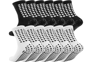 fjberrtsat 6 Pairs Kids Grip Soccer Socks Cushioned Non Slip Grippy Football Athletic Sports Socks for Boys Girls 4/6