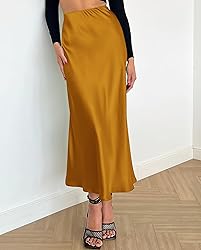 BTFBM Long Satin Skirts for Women Summer Spring