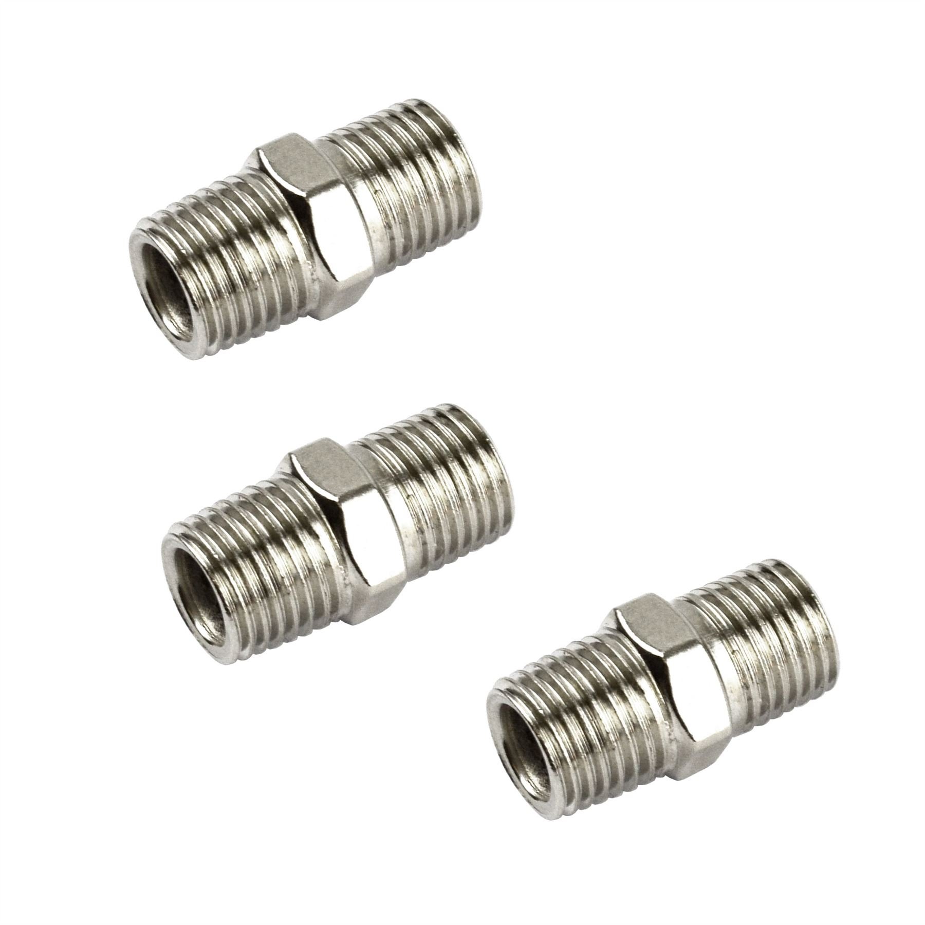 Air Line Hose Compressor Fittings/Connector 1/4" BSP Male to Male 3 Pack FT001