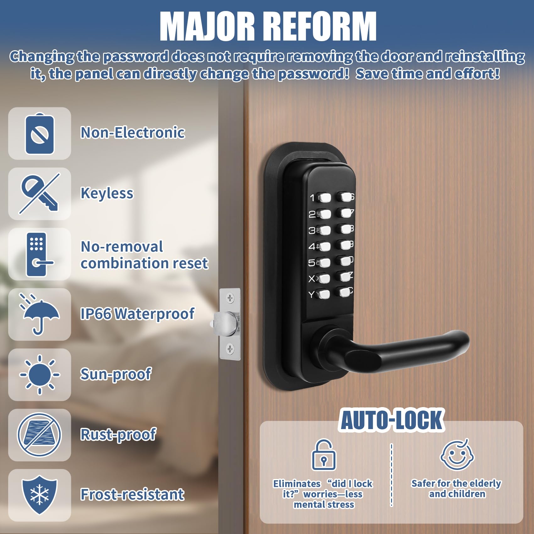 Condition photo showing New/Like New for new upgraded gen-3 mechanical door lock,mechanical combination door lock with keypad,waterproof outd
