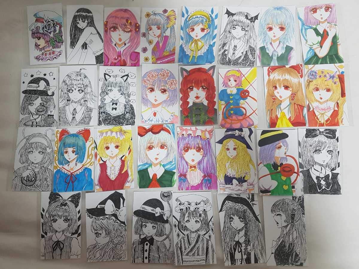 Amazon Co Jp 東方project オリジナル 手描きイラスト30枚セット ペン画 コピック 色鉛筆 ホビー