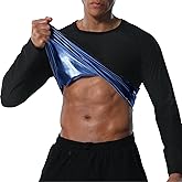 Donason Sauna Shirt for Men Weight Loss Sweat Suit Mens Compressions Shirts Body Shaper Suits for Workout Sports Gym