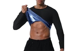 Donason Sauna Shirt for Men Weight Loss Sweat Suit Mens Compressions Shirts Body Shaper Suits for Workout Sports Gym