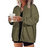 Eytino Womens Plus Size Jackets Long Sleeve Full Zip Casual Lightweight Fall Jacket(1X-5X)