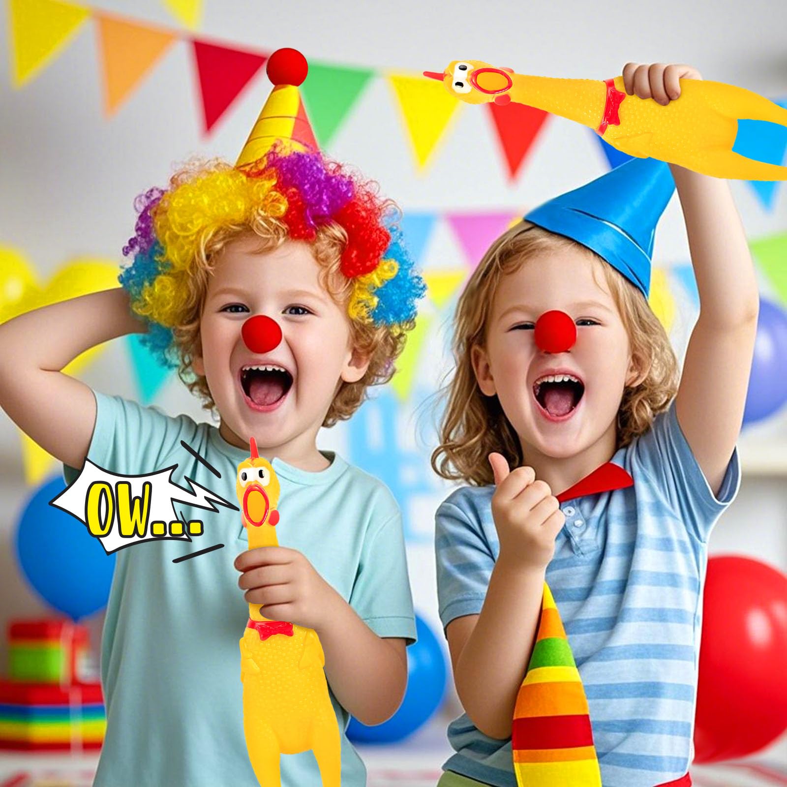 POPLAY Rubber Chickens That Squeak, Screaming Chicken Dog Toys Prank Novelty Toys for Kids Adults