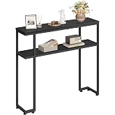 Tajsoon Console Table, 2-Tier Narrow Entryway Table with 2 Shelves | 31.5 " Sofa Table with Storage, Behind Couch Table, Thin Entry Table for Living Room, Hallway, Foyer, Black