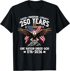 250th Anniversary USA Faith 250 Years of Freedom American T-Shirt