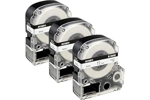 Aonomi Replace for Epson Label Maker Tape 12mm Tape LK-4WBN LC-4WBN 4WBN9 SS12KW LK Tape 1/2" 0.47" Label Compatible with Epson LabelWorks LW-400 LW-300 LW-PX400 LW-C610PX Black on White,3-Pack