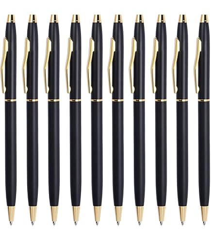 Lot de 5 stylos à bille, encre noire, fin, léger, lisse, pour bureau, enseignant, étudiant, invité, mariage (noir