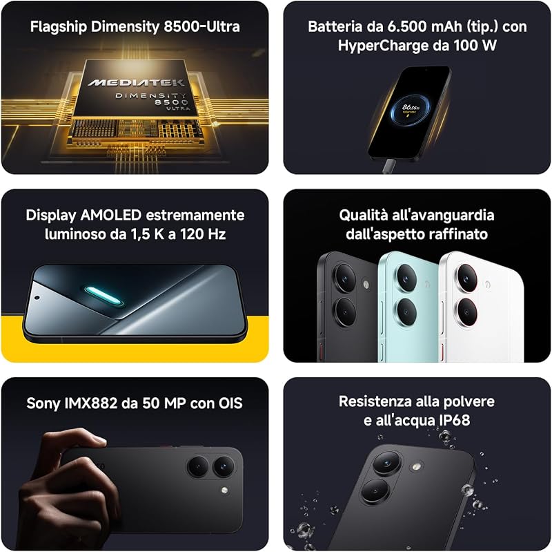 POCO X8 Pro, Smartphone 12+512GB, Bianco, Dimensity 8500-Ultra
