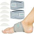 Vive Foot Arch Support Brace (Pair) - Wrap Corrector for Flat Foot, Plantar Fasciitis, Pain Relief, Fallen Arches - Compression Sleeve Strap for Feet - Gel Bands Inserts For Women & Men - Insert for Under Socks