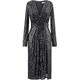 MISSCHEN Women's Deep V-Neck Side Slit Sequin Long Sleeve Cocktail Wedding Fromal Evening Prom Dress