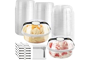 OBXMLFY 8oz Plastic Containers With Lids And Spoons 50 Pack, Dessert Cups With Lids,Small Disposable Snack Bowls For Ice Cream Cake Fruit Parfait Pudding And Jello Shot (8oz)