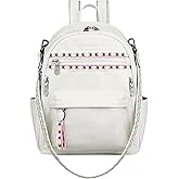 FADEON Small Backpack Purse for Women Designer PU Leather Roomly Mini Backpacks Multi Pocket Fashion Shoulder Backpack