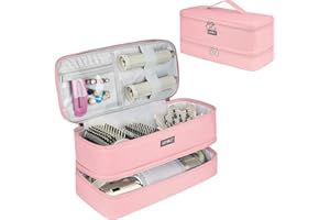 LEFOR·Z Travel Carrying Case Compatible with Shark Flexstyle Styler/FlexFusion/Hair Dryer,Double-Layer Hair Hot Tools Storage Bag Fits for Dyson Airwrap Styler/Supersonic Hair Dryer,Pink-Bag Only