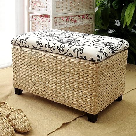 Amazon スツールの手作りの籐のストローコレクション 靴収納用スツール用の四角いシステム ソファスツール カバー付き収納箱 アイテム 大きな収納スペースを置くことができます Color A Size 50x30x31cm スツール オンライン通販