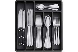 Lifewit Silverware Drawer Organizer Tray, Plastic Cutlery Storage for Kitchen Drawer, Flatware and Utensil Holder Divider for