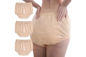 Velmitten 3 Pcs Cloth Diaper Covers for Adult Incontinence Underwear Cover Noiseless Leak-Protection Rubber Pant Washable Reusable Plastic Diaper Cover for Disabled Elderly Postpartum(Beige,XL)