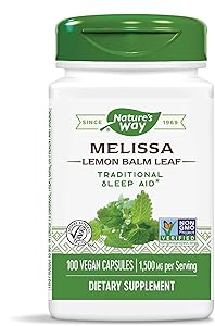 Nature's Way Premium Herbal Melissa Lemon Balm Leaf, 1,500 mg per serving, 100 Capsules (Packaging May Vary)