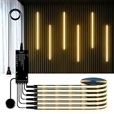 AIMENGTE 12V COB LED Cabinet Lights Black Strip, 6 x 6.6ft Touch Dimmable 3000K Warm White Lighting for Parallel Wood Slat Wa