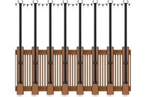 AHRLHR 5 Ft String Light Poles, 8 Pack String Light Poles for Outside with Fixing Clips,Metal Poles for Outdoor String Lights, Hanging Light Poles for Deck Fence Garden Backyard Wall Bistro