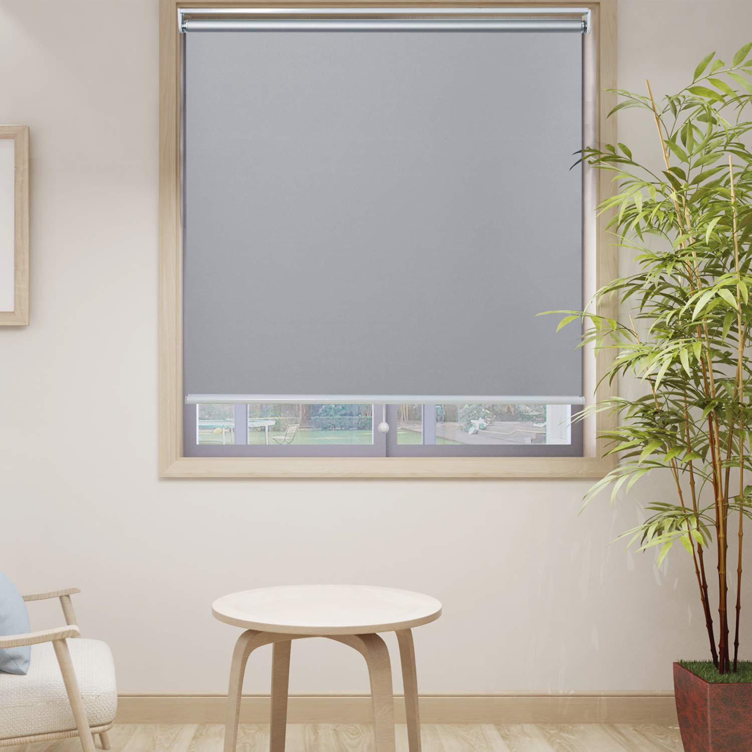 Homedemo Blackout Window Shades Cordless Uv Roller Shades Blinds Grey 39w X 72h Room Darkening Spring Shade For Office Bedroom Kitchen