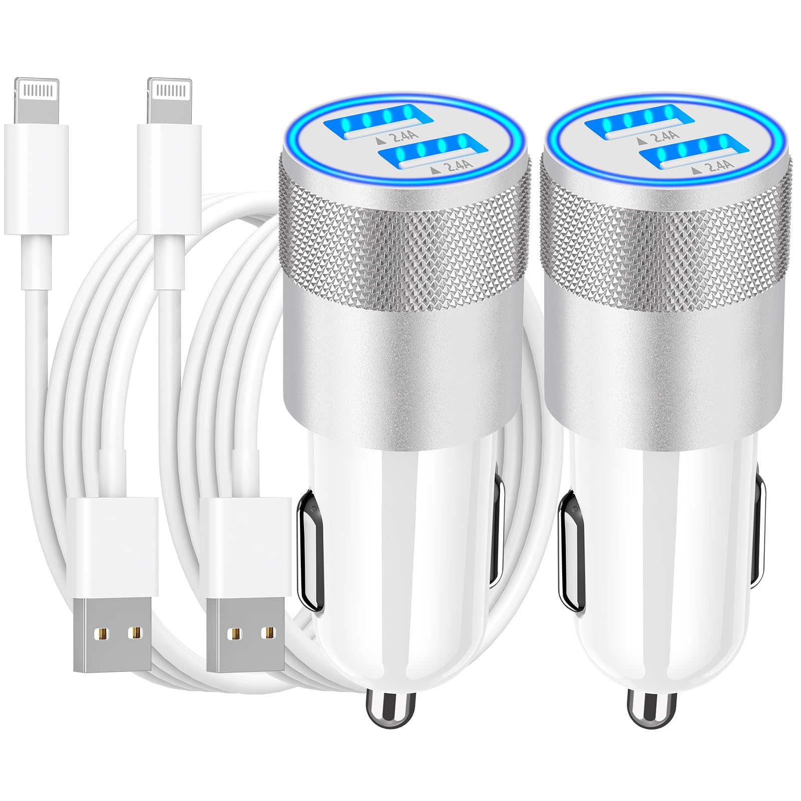 Photo 1 of [Apple MFi Certified] iPhone Fast Car Charger, Braveridge 2Pack 4.8A Dual USB Car Power Cigarette Lighter USB Car Carplay Charger Adapter with Lightning Cable for iPhone 14 13 12 11 Pro XS XR X 8 iPad