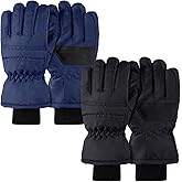 Geyoga 2 Pairs Kids Ski Gloves Waterproof Winter Mittens Warm Gloves Snow Mittens for Children