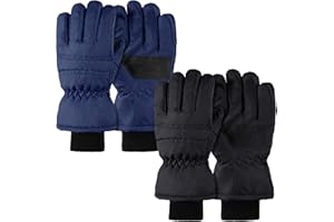 Geyoga 2 Pairs Kids Ski Gloves Waterproof Winter Mittens Warm Gloves Snow Mittens for Children
