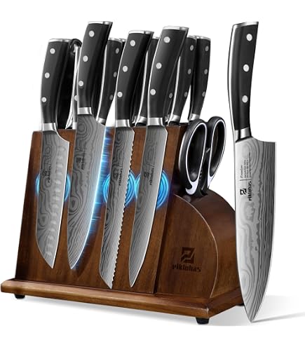 CUTCO Homemaker Messerset – 10-teilig Aus 440A Edelstahl, Dunkelbraune Griffe, Inkl. Honigeichenblock, Made In USA, Lebenslange Garantie