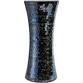 Cididu Mosaic Flower Vase, 11.6 inch Glass Black Vases for Centerpieces, Handmade Modern Decorative Tall Vase, Glitter Mosaic Vases for Home Decor Wedding Flower Arrangeme Birthday