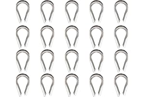 Sutemribor M2 304 Stainless Steel 1/16 Inch - 3/32 Inch Diameter Wire Rope Cable Thimbles Rigging, 20 Pieces