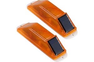 LEDHOLYT 2Pcs Solar Strobe Warning Light,Super Bright Waterproof Yellow Solar Emergency Strobe Warning Light, Wireless Light Control Flashing Traffic Safety Beacon Lamp for Home,Yard,Garage.