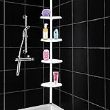 4 Tier Adjustable Shelf Bathroom Organiser Corner Shower Shelf Caddy Holder 70cm - 245cm