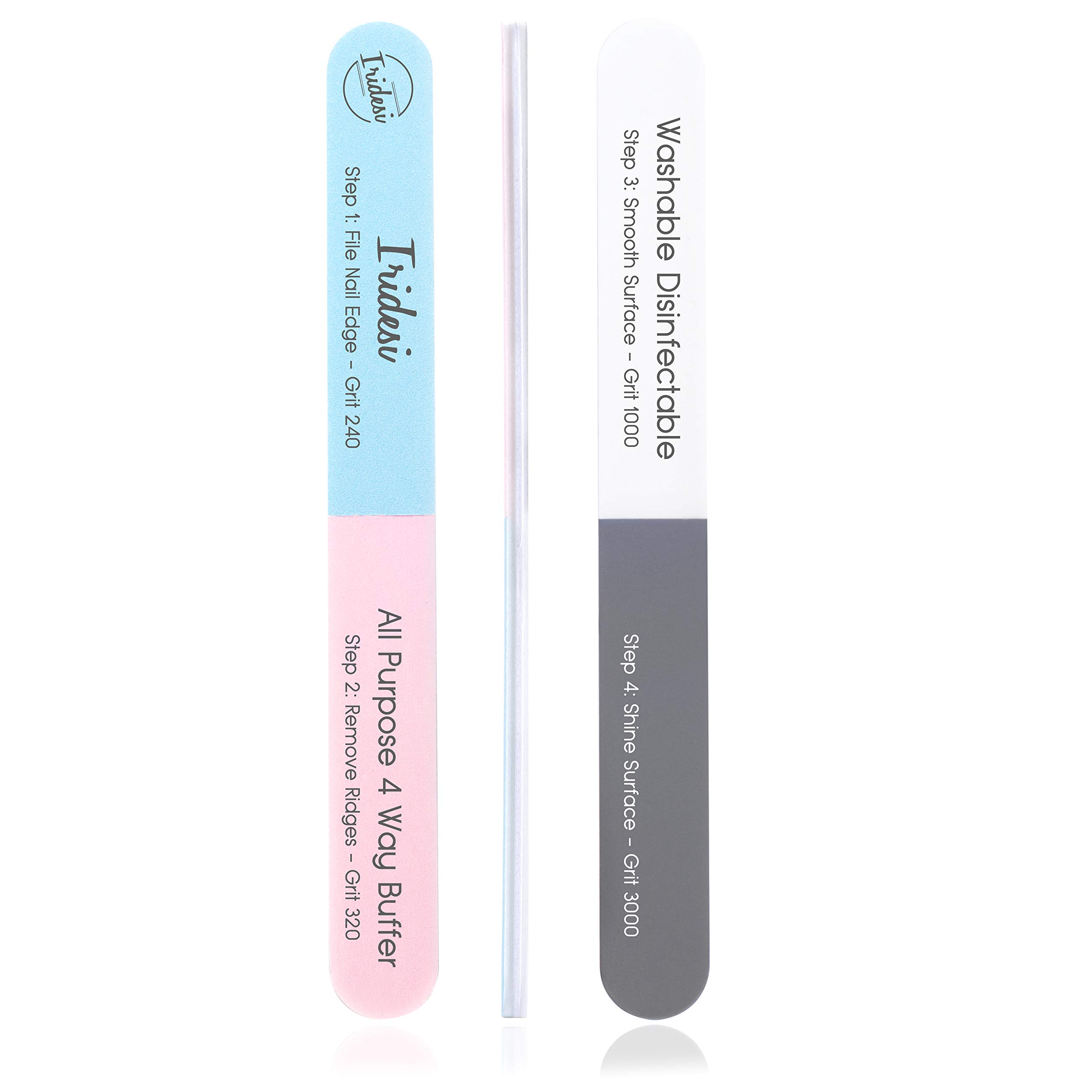 4 Way Finger Nail File and Buffer, Emery Boards for Natural Nails, 4 Fingernail Files in 1, Professional Filer Board and Shiners, 7 Inches Long, Salon Supplies Buffers Shine Kit, 12 Pack