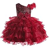 Miipat Girls Pageant Party Dress Ruffle Flower Kids Wedding Ball Gown Sequin Formal Princess Dress 4-9 Years