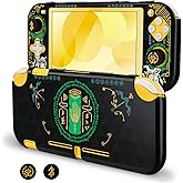 DLseego Protective Case for Switch Lite Version, Hard Shell Cute Cover Case for Games Accessories with 2PCS Thumb Grips Caps - Black Kingdom