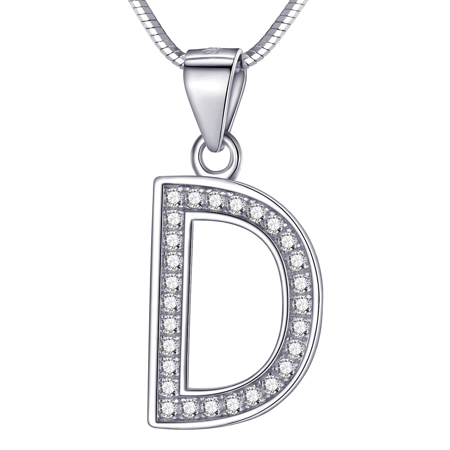 Morella Women's Letter Necklace Necklace and Pendant Letter D - 925 Sterling Silver Rhodium Plated – 45 cm Long — image 1