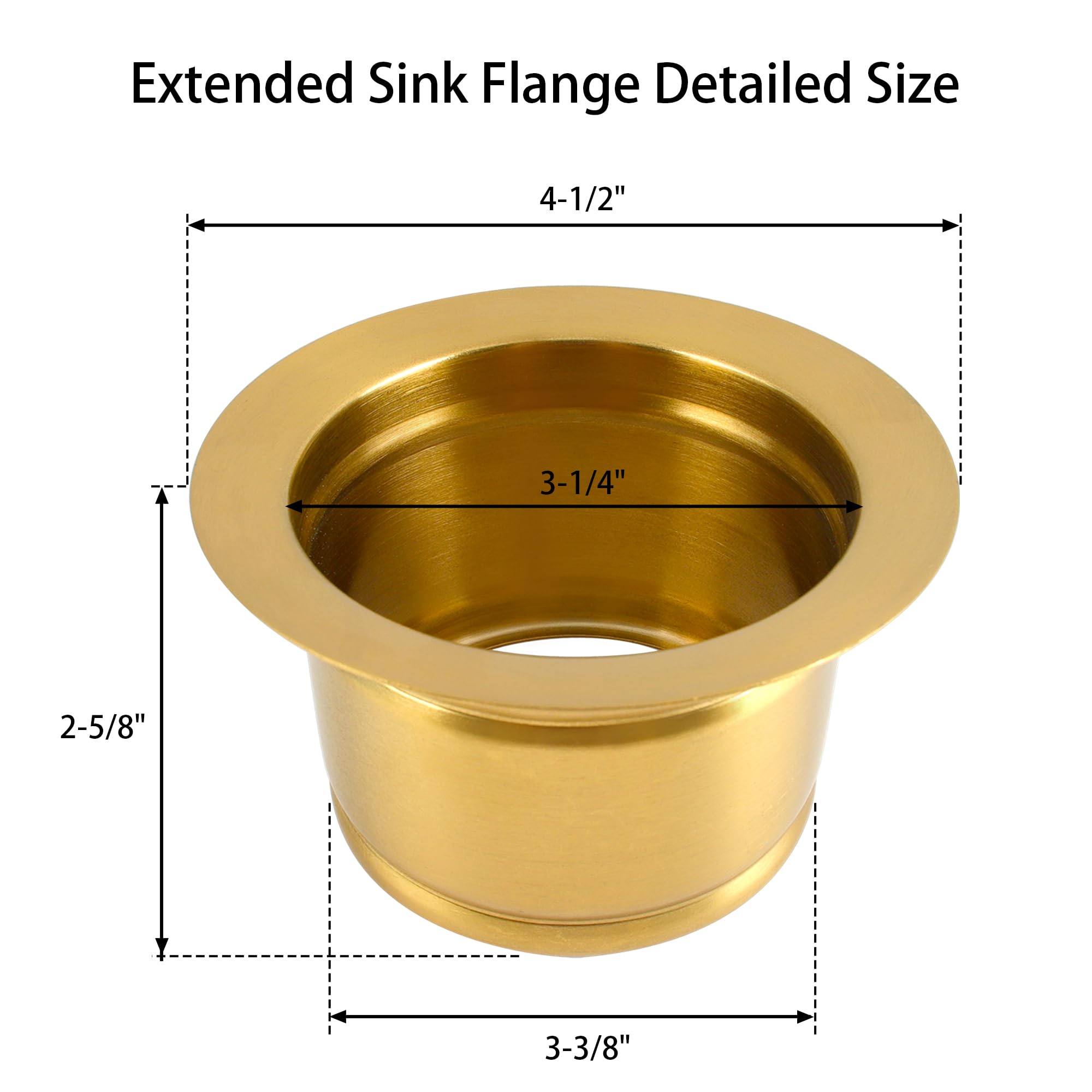 MONSINTA Extended Sink Flange, Gold Deep Garbage Disposal Flange, Sink Flange Fits for 3-1/2