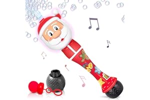 ArtCreativity Light Up Christmas Santa Bubble Wand for Kids, Xmas Gifts for Kids, 14" Bubble Blower with Light & Sound, Bubbles for Toddlers, Christmas Goodie Bag Stocking Stuffers for Toddlers