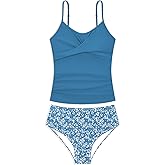 LKALPSQ Girls Swimsuits 2 Piece Bathing Suit Tropical Floral Swimwear 7-16 Years Beach Sport Halter Tankini