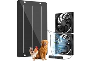 NHZOTUD Solar Powered Fan Kit 12.6 Inch IPX7 Weatherproof, 15W Solar Panel with 2 Waterproof Fans, Intake or Exhaust Air Fan for Outside Backyard Chicken Coops, Greenhouses, Doghouse