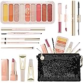 Color Nymph Full Cosmetics Set for Beginner, Makeup Gift Kit for Girls, Women & Teens, Sequin Make up Bag for Starters Includes Lip Gloss, Lipstick, Liquid Blush, Eye shadow Palette, Mascara etc