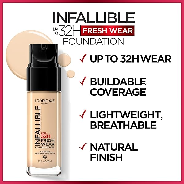 L’OREAL PARIS MAKEUP INFALLIBLE UP TO 32 HOUR FRESH WEAR LIGHTWEIGHT FOUNDATION, 520 SIENNA, 1 FL OZ, PACKAGING MAY VARY