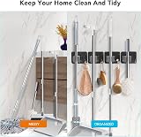 homeasy Mop Broom Holder 4 Pcs Stainless Steel Self Adhesive Wall Mount Black view 3